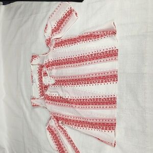 Candies Red White Heart Aztec Open Shoulder Sleeves Polyester Size Medium